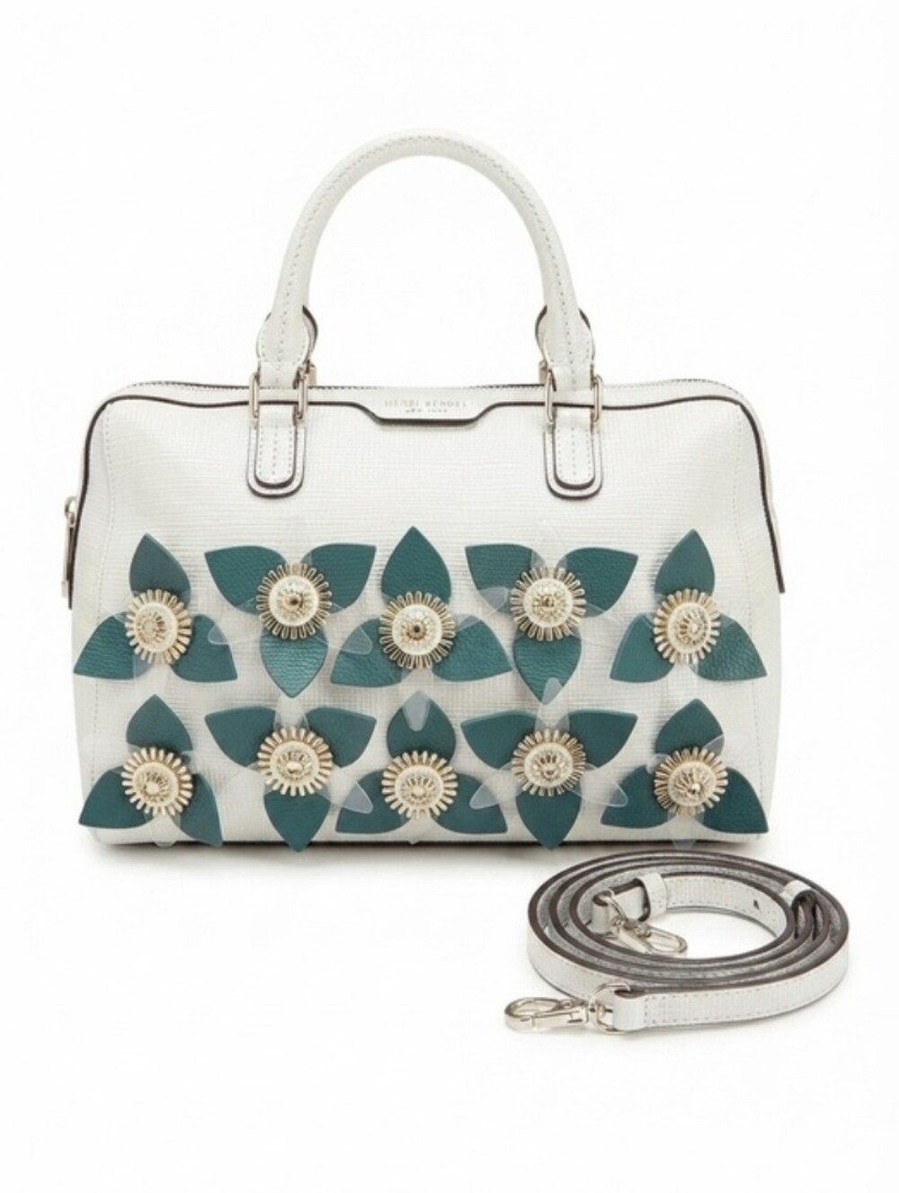 Henri Bendel Iridescent Teal Floral Satchel - NWOT - RARE